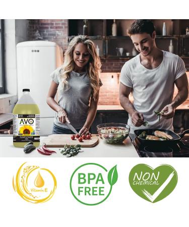 AVO ORGANIC High Oleic Sunflower Oil - 64 Fl-oz - Non-Stick Cooking Oil for Frying, Baking, Saut ing, and Salads - No Preservatives - Naturally Processed - Buy Online on GoSupps.com