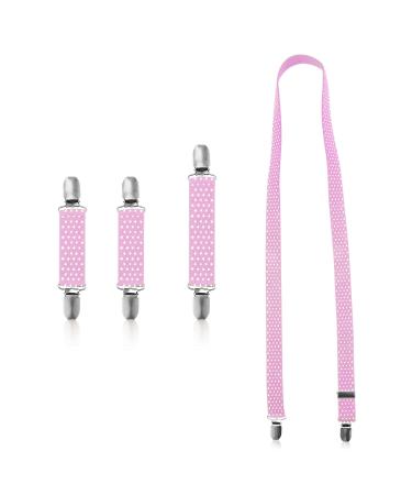 PEUTIER 4pcs Mitten Clips and Hat Clip Elastic Stainless Steel Winter Glove Clips Glove Attachment Clips Mitten Holder String Attachment Straps for Toddlers Kids Adults Pink