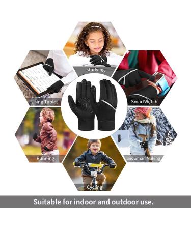 Aopow Kids Winter Gloves - Warm Fleece Touchscreen Gloves for Girls 4-6 Years - Anti-Slip Cycling & Running Gloves - Buy Online on GoSupps.com