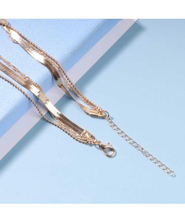 Punk Layered Chain Necklace | Gold Flat Snake Choker | Vintage Herringbone & Chunky Jewelry for Women & Girls - Buy Online on GoSupps.com