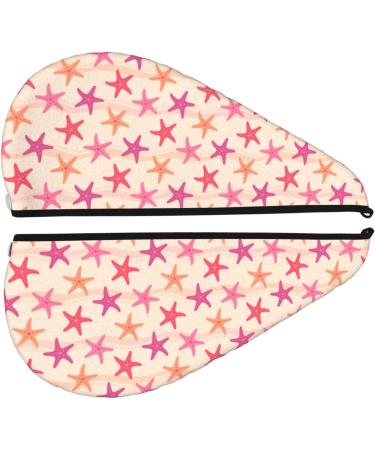 Hair Towel Wrap with Button - Quick-Drying Hair Turban & Head Towel (Starfish) | Best Hair Drying Solutions - Buy Online on GoSupps.com