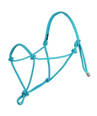 Harrison Howard Super Sturdy Horse Rope Training Halter with 4 Knot 1/4" Stiff Halter Cord Turquoise Yearling