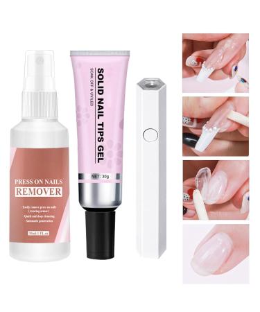Solid Nail Gel Glue - Nail Extension Glue - Long Lasting Adhesive Solid Rhinestone Glue With Remover And Curing Lamp For Acrylic Nails Extension - Buy Online on GoSupps.com