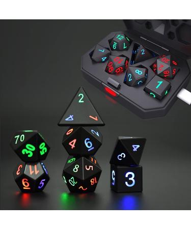 Color Changing Glowing Dice Set 7Pcs with LED Lights | USB Charging | DND Dice for Dungeons and Dragons, Sci-Fi, Table Games | Black - Buy Online on GoSupps.com
