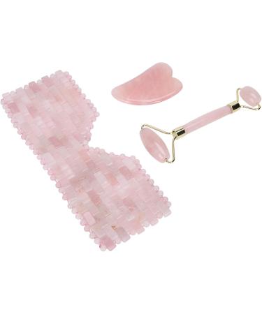 Ververt Touch Facial Massage Roller Set - Handmade Rose Quartz & Jade Eye Cushion Scraper for Radiant Skin - Buy Online on GoSupps.com
