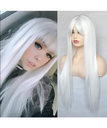 BLUPLE 22 Platinum White Synthetic Hair Wig for Cosplay Daily Wear - No Lace Straight None-Lace Wig #1001 - Buy Online on GoSupps.com