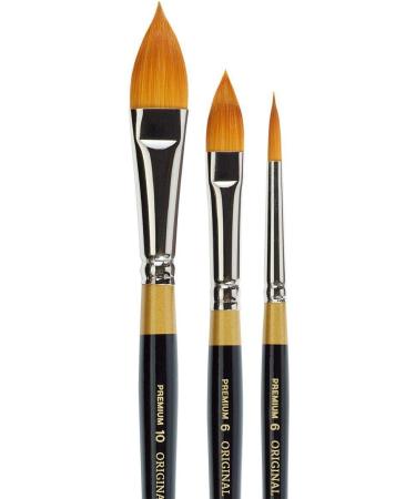 KINGART Original Floral 3 Pc Set Golden Taklon Flora Petal Brushes Black/Gold - 3 Piece (B-108) - Buy Online on GoSupps.com