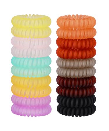 JessLab Spiral Hair Ties 20 Pcs Traceless Phone Cord Hair Ties No Crease Spiral Bracelet Plastic Coil Ponytail Holders No-Damage Headband Hair Accessory for Girls Women Ladies Gift Transparent Matte