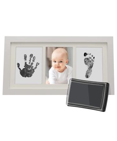 Govvay Baby Handprint and Footprint Photo Frame Kit for Newborn Girls and Boys Baby Shower Gifts Memorable Keepsake Box Decorations for Christmas and Birthday Party White