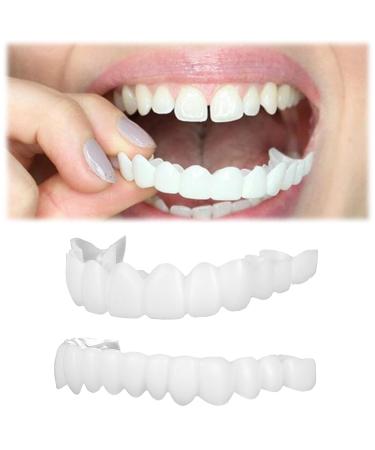 False Teeth 1 Pairs Clip in Veneers Teeth False Teeth Veneers Top and Bottom Clip on Veneers Top and Bottom Veneers Teeth Top and Bottom Set Veneers Teeth for Men Women with Bad Teeth