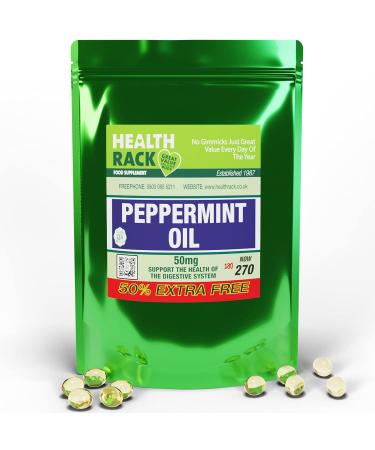 Peppermint Oil 50mg 270 Capsules - Digestion Support - GMO Free - Made in The UK 270 Count (Pack of 1)