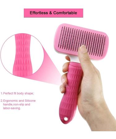 Dual Purpose Self Cleaning Slicker Brush for Dogs and Cats - Removes Shedding Mats, Tangles, and Dirt - Improves Circulation - Pink - Buy Online on GoSupps.com