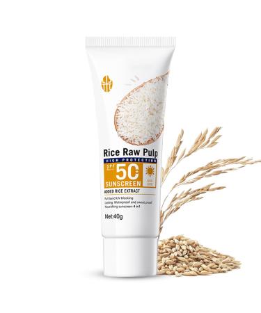 Rice Korean Sunscreen Sun Organic Sunscreen SPF 50+ Rice Daily Sunscreen Moisturizer Face and Body Korean Sunscreen for Face Hydrating Moisturizing No White Cast for All Skin Type
