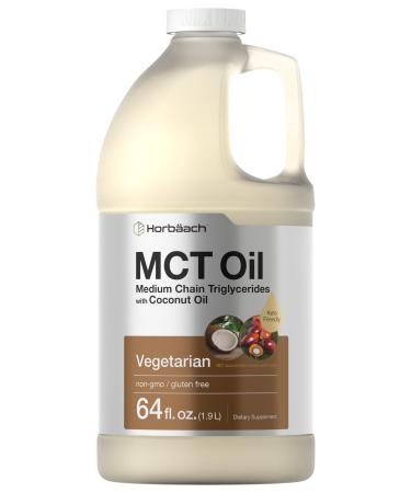 MCT Oil 64 oz | 100% Pure | Blends with Coffee, Tea, Juice and Liquids | Value Size Unflavored Formula | Keto, Vegetarian, Non-GMO, and Gluten Free | by Horbaach