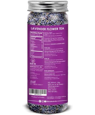 BLUE TEA - Lavender Tea - 60gm (Pack of 2) | Pure Lavender Flower Buds From Kashmir | Vegan Free - Non-GMO - Caffeine Free Eco-Sustainable Packaging| - Buy Online on GoSupps.com