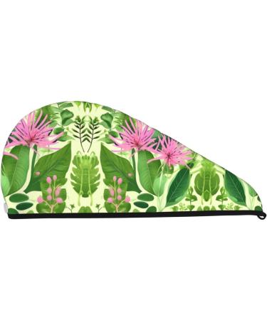 Super Absorbent Pink Plant Flower Hair Cap for Women | Quick Dry Elastic Wrap for Long Thick Hair - Buy Online on GoSupps.com