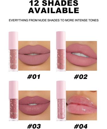 Scnvsi 12 Colors Liquid Lipstick Set Moisturizing Matte Lip Gloss Waterproof Lip Tints Makeup Supplies for Travel Daily Party - Buy Online on GoSupps.com
