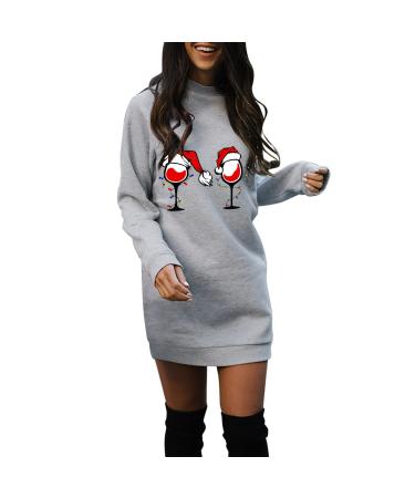 Hoodie women Christmas Sweatshirt costume cartoon sexy party clothes hooded tops dress Christmas dress dress Christmas dress sweatshirts dress autumn winter gray xl xl
