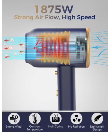 ANIEKIN 1875W Ionic Blow Dryer with Diffuser - Professional Portable Hair Dryer for Curly Hair - Ideal for Travel - Buy Online on GoSupps.com