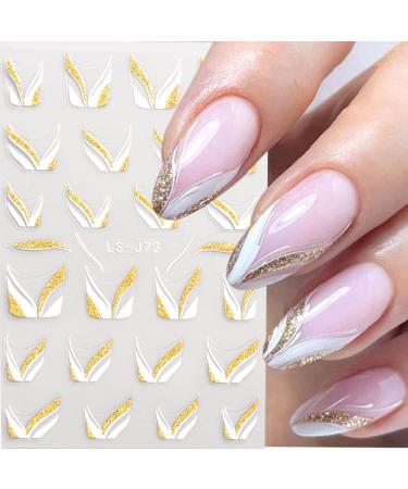 3D Glitter French Line Nail Stickers - Self-Adhesive Geometric Nail Art & Design Accessories - Buy Online on GoSupps.com