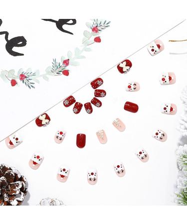 Christmas False Nails Snow Press on Nails - Antler Red Fake Nails 24pcs for Women and Girls - Buy Online on GoSupps.com
