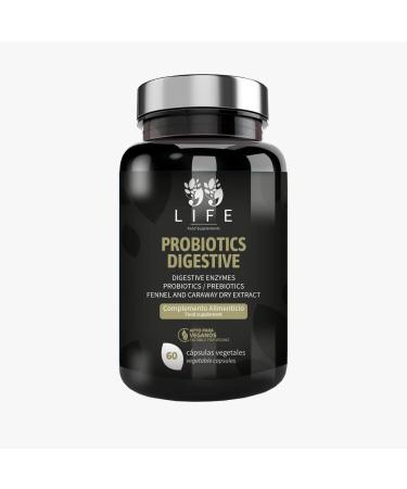 99 Life Digestive Enzymes & Probiotics | Supplement with Bromelase, Papain & Digestive Enzyme | Improves Digestion & Protects Gut Flora | 60 Capsules