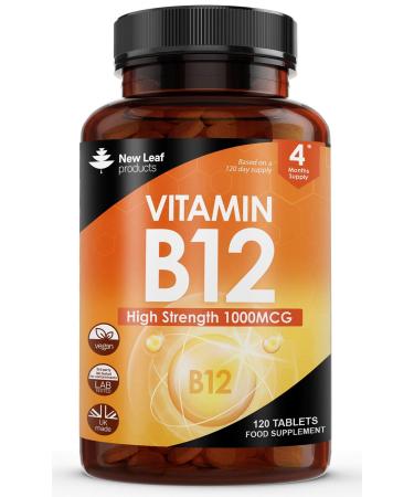 Vitamin B12 High Strength Tablets - 1000mcg Vegan B12 Vitamin Methylcobalamin Supplement Contributes to The Reduction of Tiredness and Fatigue & Immune Energy Support Made in the UK (4 Month Supply)