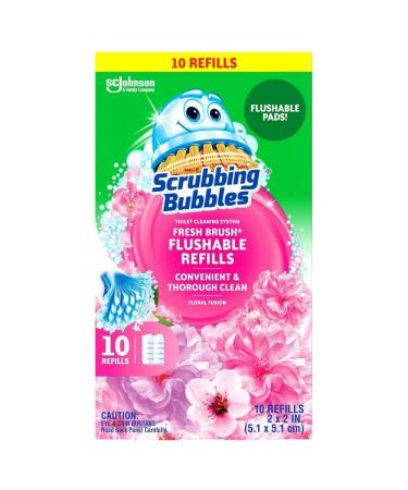 Scrubbing Bubbles Fresh Brush Flushables Refill Toilet and Toilet Bowl Cleaner Eliminates Odors and Limescale Floral Fusion Scent 10 Count (Pack of 1)
