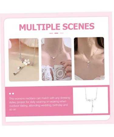 OFFSCH Cherry Blossom Necklace Girl Necklace Pink Choker Metal Necklace Women's Flower Necklace Temperament - Buy Online on GoSupps.com
