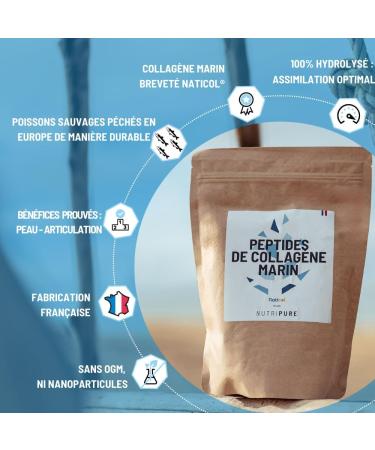  NUTRIPURE Nutripure | Wild Marine Collagen Powder | Joint Supplement Hair & Nail Care Skin | Hydrolized Marine Collagen | Lemon | Bag of 310g | 1 Month | Made in France - Buy Online on GoSupps.com