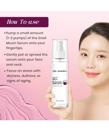 Bio Mystery Advanced 96+ Snail Mucin Serum | Korean Glass Face Skin | Deep Hydrating Pore Minimizing & Firming Serum 110ml - Buy Online on GoSupps.com