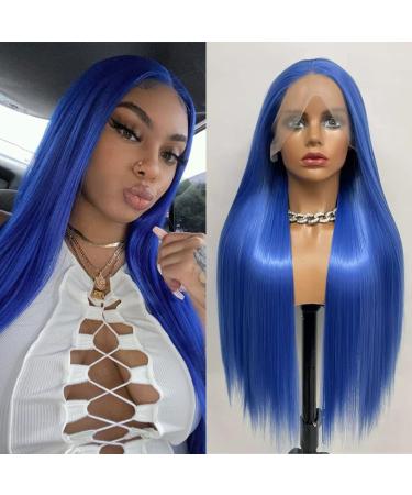 VEBONNY Royal Blue Synthetic Lace Front Wig - Silky Long Straight Hair for Women | Midnight Sapphire -825 - Buy Online on GoSupps.com