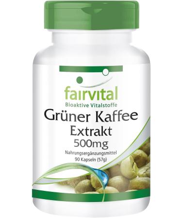 Fairvital | Green Coffee Extract 500mg - HIGH DOSE - standardized to 45% chlorogenic acid - VEGAN - 90 capsules - Buy Online on GoSupps.com