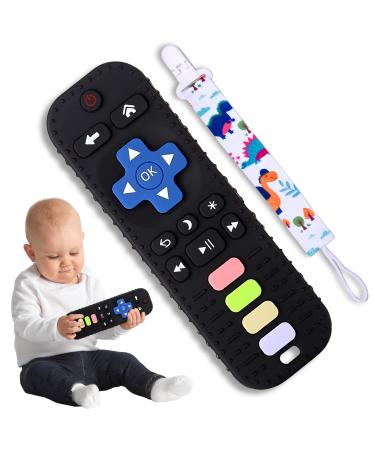 Remote Toy for Baby  Remote Baby Teether  Baby Remote Control Toy  Remote Control Teether for Baby  Silicone Remote Teething Toys for Baby  3-6 Months  6-12 Months (Black Remote) Remote - Black