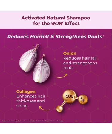 Onion & Collagen Anti-Hairfall Shampoo - Reduces Hairfall Strengthens Roots Nourishes Scalp - 10.14 Fl Oz | New & Improved Formula for Thick Shiny Hair - Buy Online on GoSupps.com