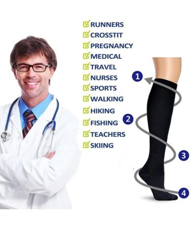 Graded Compression Socks 20-30 mmHg for Men & Women | Boost Endurance & Blood Circulation - Perfect for CrossFit Athletics Travel & Nurses - S/M Black - Buy Online on GoSupps.com