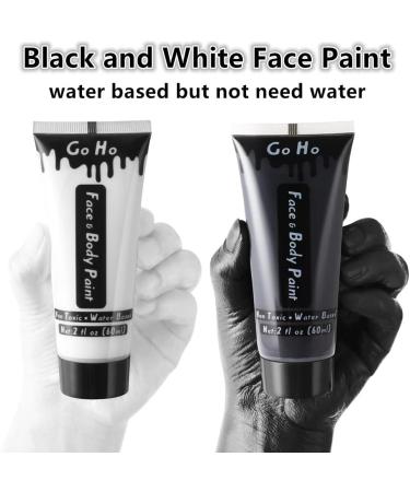 Go Ho Black and White Cream Face Body Paint (4 oz) - Water Based White Zombie Skeleton Clown Face Painting for Adults & Children - SFX Cosplay Makeup for Halloween, Day of the Dead & Festivals - Buy Online on GoSupps.com