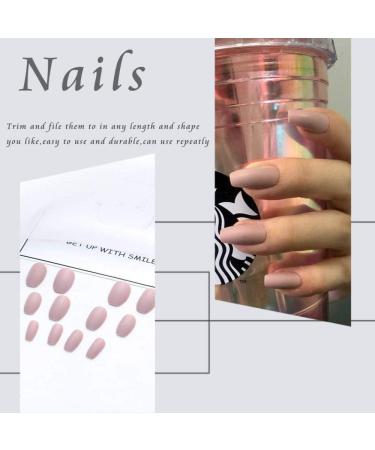 24 Pink Matte Coffin Artificial Nails Set - Full Cover Press On Nails for Women & Girls - Buy Online on GoSupps.com