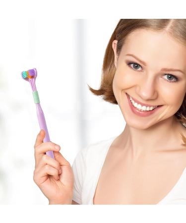 Three-Page Toothbrush with Soft Bristles | Macaron Design | V-Shaped Non-Slip Handle for Adults | Optimal Dental Care & Cleaning in Violet - Buy Online on GoSupps.com