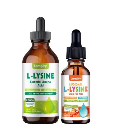 L-lysine 1000mg Supplement Liposomal Lysine Liquid Drops for Adults L-Lysine Liqud Drops 1000mg Lysine for Kids & Adults with Calcium Complex GABA Vitamins Skin & Lip Health Immune & Collage