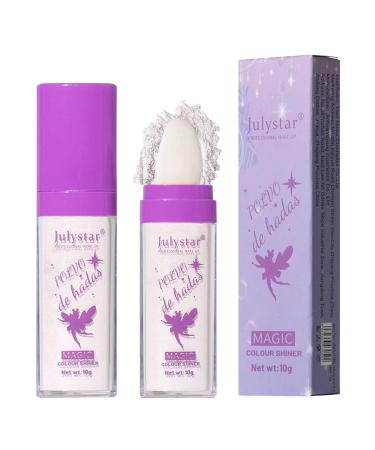 Hightlighter Stick Patting Powder Glitter Loose Body Brightens the Natural Three-dimensional Face Powder Makeup Fairy Highlight Powder Blusher Stick (1 White)