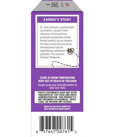 Zarbee's Naturals Baby Cough Syrup with Agave  Thyme & Elderberry - 2 Fl Oz | Immune Support - Buy Online on GoSupps.com