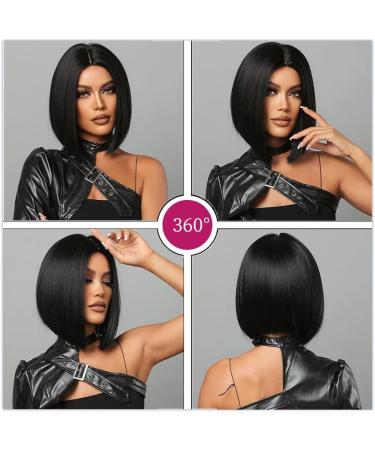 Esmee Short Straight Black Bob Wig 12 Shoulder Length Synthetic for Women - Daily Party & Cosplay Use - Pack of 1 - Buy Online on GoSupps.com