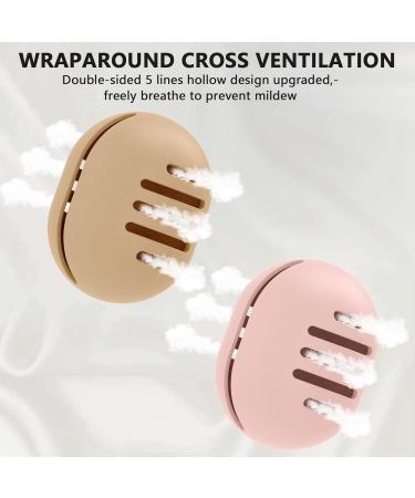 Fauxomor Makeup Sponge Holder - 2 Pieces | Breathable Silicone Beauty Blender Travel Bag | Sustainable Portable Cosmetics Tools | Fits All Makeup Sponge Sizes | Pink & Khaki 2-Pack - Buy Online on GoSupps.com