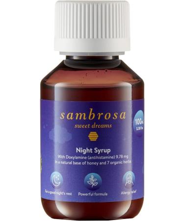 Sambrosa Sweet Dreams Night Syrup - Natural Non-Habit Forming Sleep Aid with Doxylamine, Honey, and Organic Herbs - 100ml - Buy Online on GoSupps.com