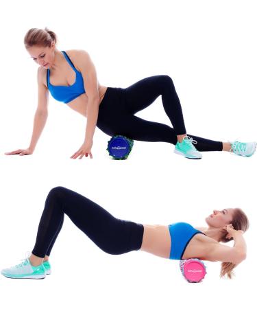 Body & Mind Fascia Roll - Massage & Therapy Foam Roller for Upper Body Neck Back & Legs | 33x14.5 cm Green-Blue | Enhance Fitness & Recovery - Buy Online on GoSupps.com