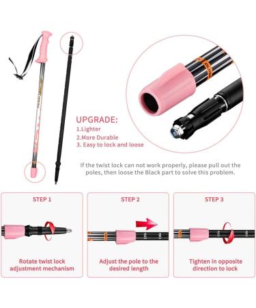 FitTrek Children's Hiking Sticks - Adjustable Telescopic Trekking & Walking Sticks - Pink Nordic Walking Poles with Rubber Buffer & Carry Bag - Buy Online on GoSupps.com