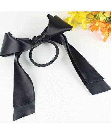 Yheakne Black Silk Bow Ponytail Holder - Satin, Velvet, Ribbon Hair Accessories for Women and Girls - Buy Online on GoSupps.com