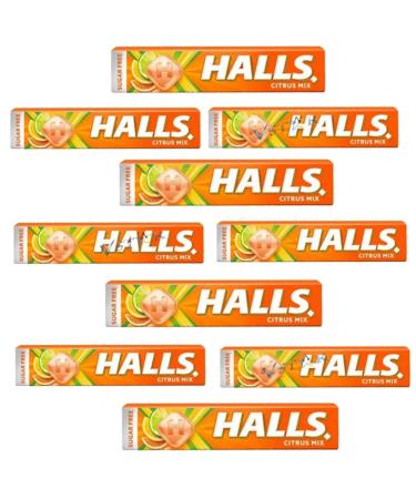 Halls Citrus Mix Flavor with Vitamin 'C' Cough Relief Sugarfree Lozenges in Refreshing Pack - 32g (10)