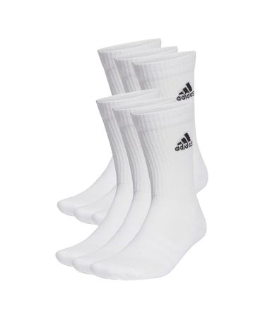 adidas Unisex Cushioned Sportswear Crew Socks 6 Pairs Crew Socks (Pack of 6) S White/Black